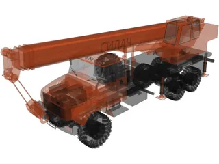 KrAZ 63221 with KTA-25 Crane 3D Model