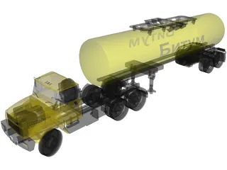 KrAZ 63221 with AB-22 Tanker Trailer 3D Model