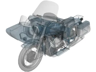 Moto Guzz with Sidecar 3D Model