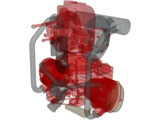 2CV Engine 3D Model