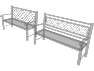 Wood Benches 3D Model