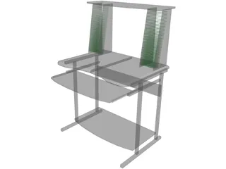 Desk with CD Rack 3D Model