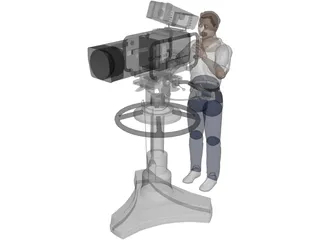 TV Camera with Operator 3D Model