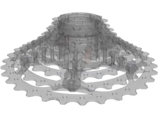 Cassete 9v SRAM PG-990 3D Model