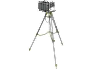 Old Fashion Camera On Tripod 3D Model