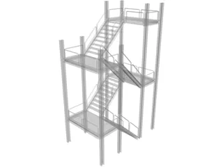 Two-level Stairs 3D Model