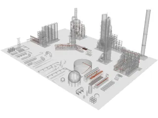 Oil Refinery Parts 3D Model