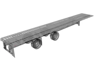 Split Axle Flatbed Trailer 3D Model