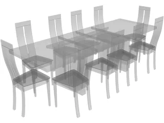 Table with Chairs 3D Model