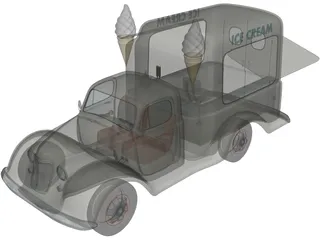 Ice Cream Truck (1950) 3D Model