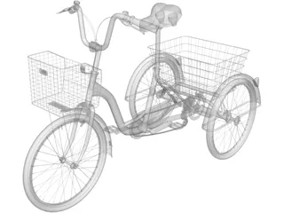 Three-wheeled Bicycle 3D Model