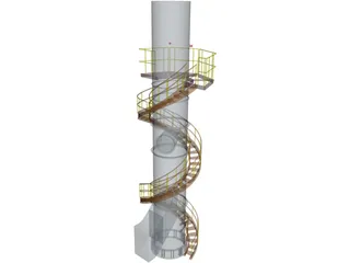 Exhaust Stack Platform Circular Stairway 3D Model