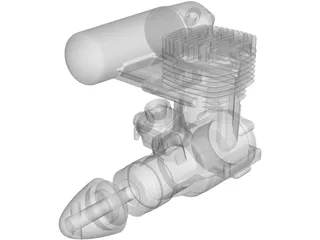 O.S. 61 FX RC Engine with Muffler 3D Model