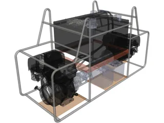 Hydraulic Station with 2 Honda GX 390 3D Model