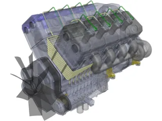 Engine V8 Turbo Diesel 3D Model