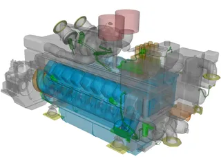 Marine Engine MTU 4500 3D Model