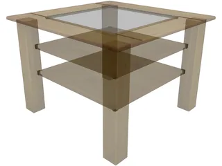 Wood Table with Glass 3D Model