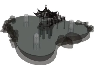 Pavilion On Pond 3D Model