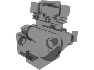 Kawasaki EX-500 Engine 3D Model