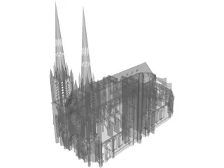 Gothic Clermont Cathedral 3D Model