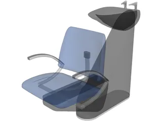 Hair Salon Washing Chair 3D Model