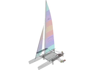 Hobie 18 Magnum Catamaran with Sailors 3D Model