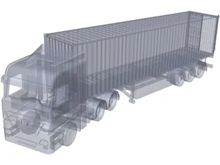 Mercedes-Benz Actros with Trailer 3D Model