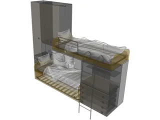 Bunk Bed Dual 3D Model