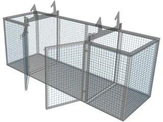 Steel Cage with Doors 3D Model