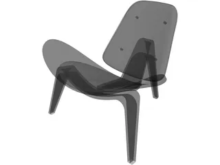 Hans J Wegner Three Legged Chair 3D Model