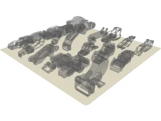 Hard Surface Kitbash Pack 1 Set 2 3D Model