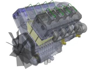 Turbo Diesel Engine 3D Model