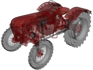 Porsche Diesel Tractor P133 (1956) 3D Model