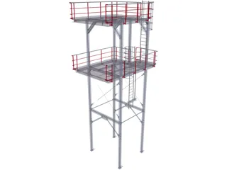 Stairtower 2 Levels 3D Model