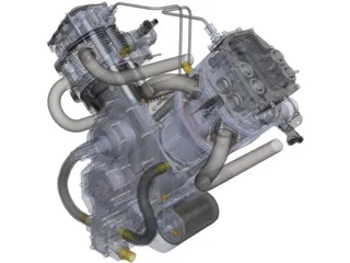 V-twin Engine 3D Model