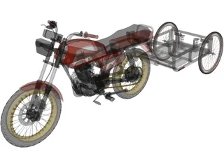 Honda ML 125 with Trailer 3D Model