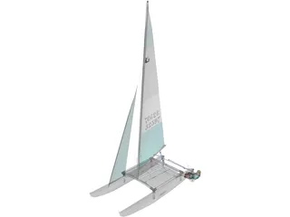 Hobie 16 Racing Catamaran with Male Sailor 3D Model