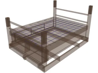 Rope Bed Frame with Drawers 3D Model