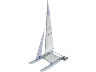 HobieCat 14 Turbo Racing Catamaran 3D Model