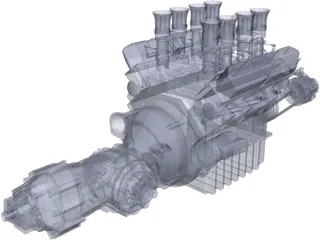 Jaguar XJ13 Engine and Gearbox 3D Model