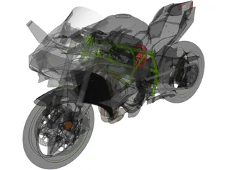 Kawasaki Ninja H2R Supercharged 3D Model