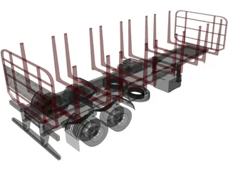 Wood Trailer 3D Model