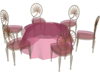 Table and Chairs 3D Model