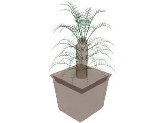 Cica Palm Tree with Sisal Vase 3D Model