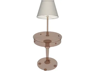 Rounded Table with Lamp 3D Model