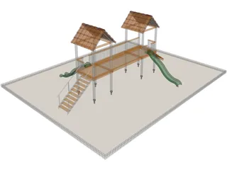 Games Area with Two Slide 3D Model