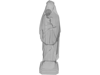 Virgin Mary Statue with Baby Jesus 3D Model