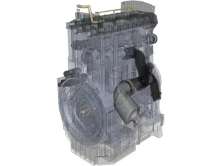 Diesel Engine 3 Cylinder 3D Model