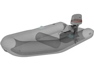 Inflatable Boat with Outboard Motor 3D Model