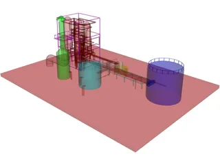 Oil Refinery 3D Model